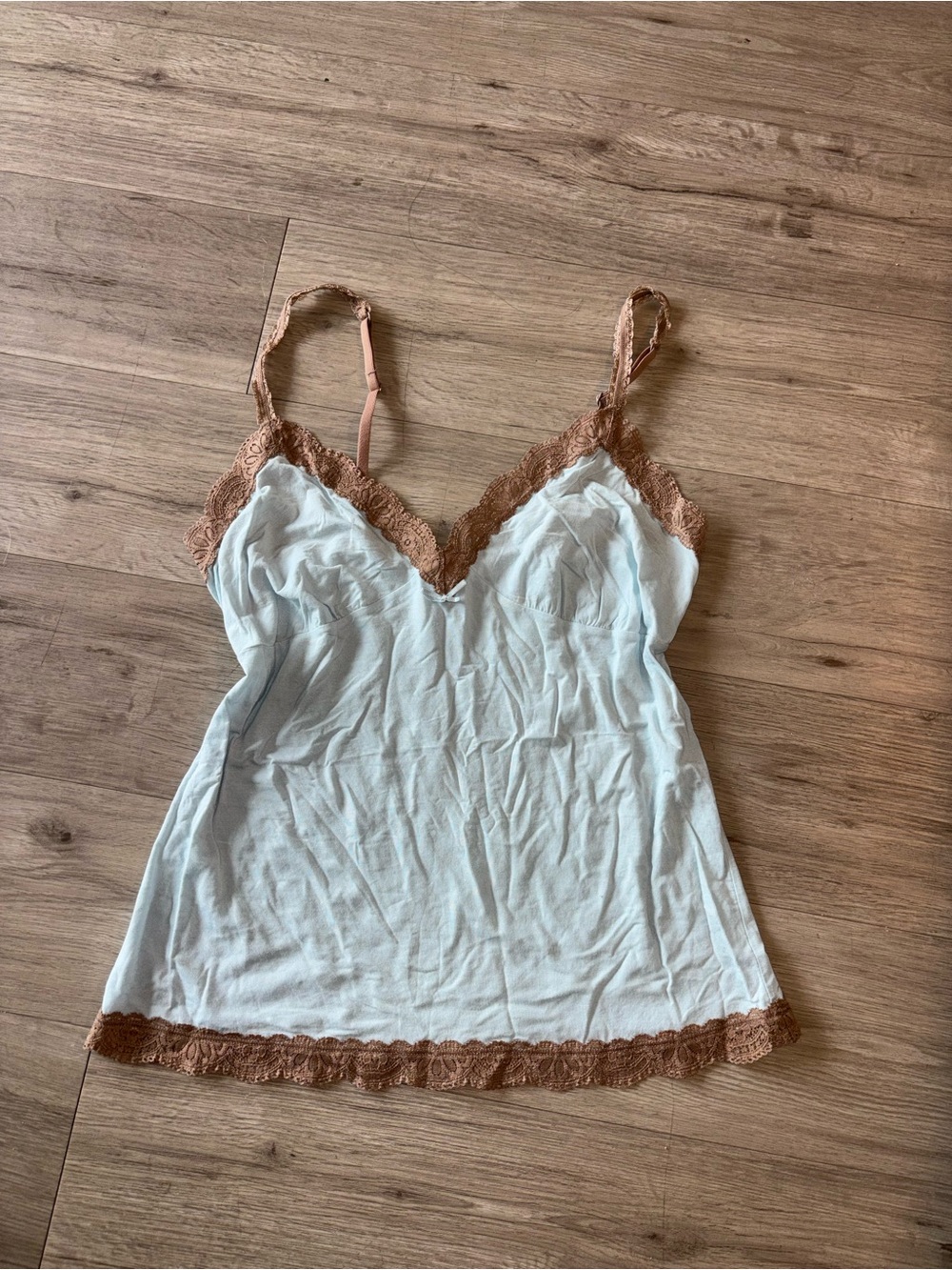Victoria's Secret Light Blue Camisole with Brown Lace Accent